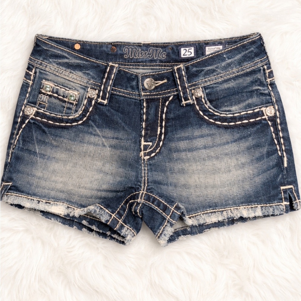Miss Me Dark Blue Jean Shorts